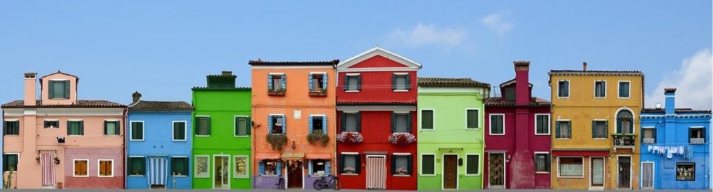 Paysage de l'île de Burano, Venise.